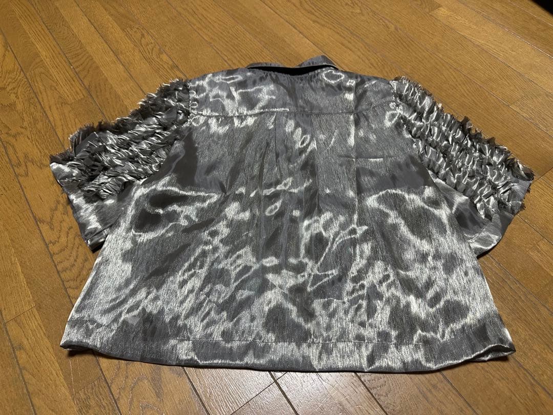 FRILL SLEEVE SHEER SHIRT シルバー　Sサイズ