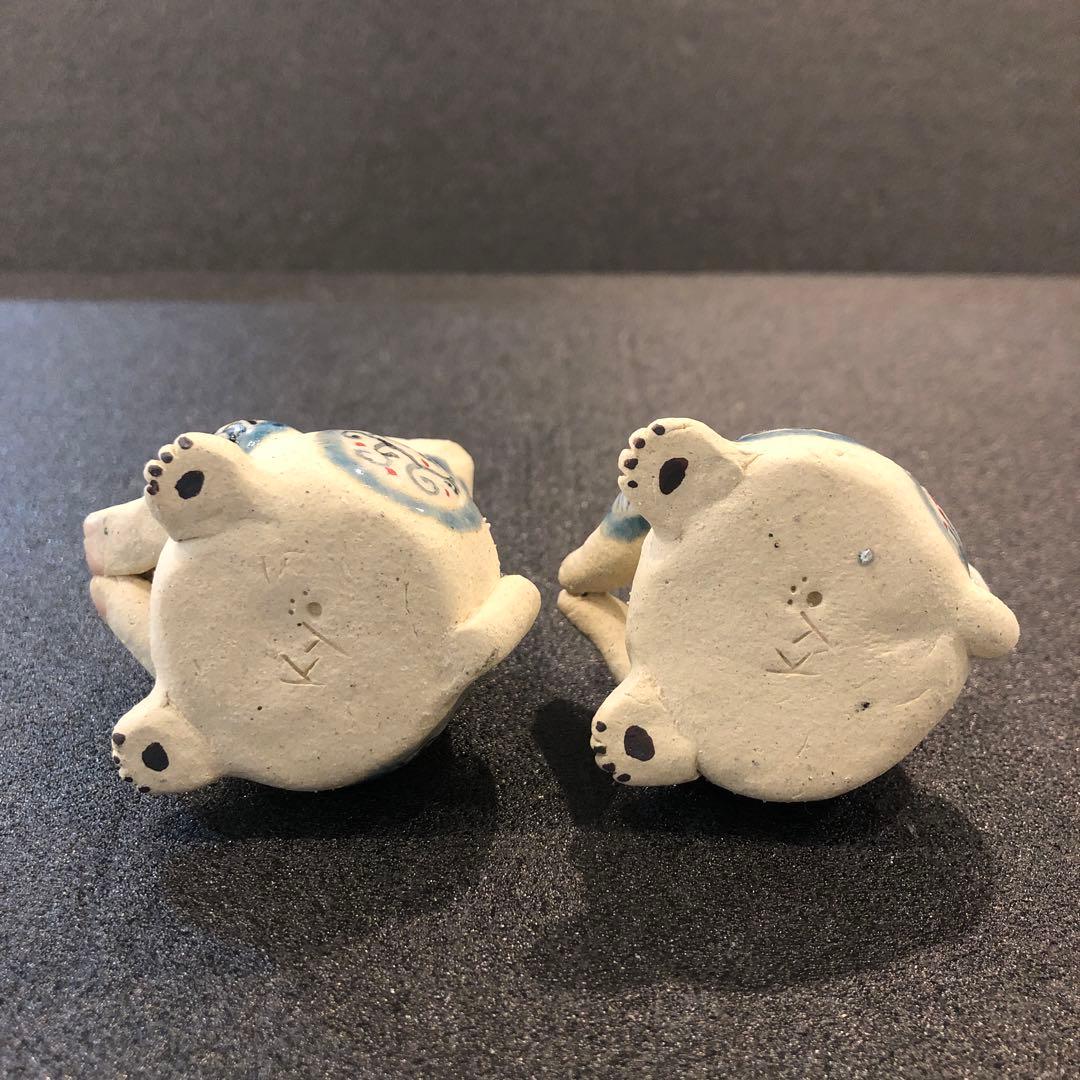 【新品】人気作家kyo 猫置物 アマビエ 焼物 陶器2個セット