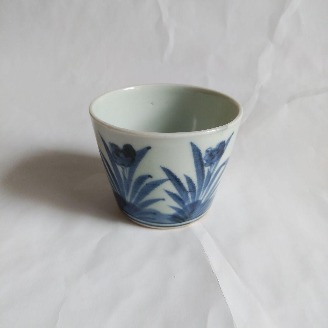 初期 古伊万里 染付 並び水仙文蕎麦猪口 美品 そば猪口 期間限定出品