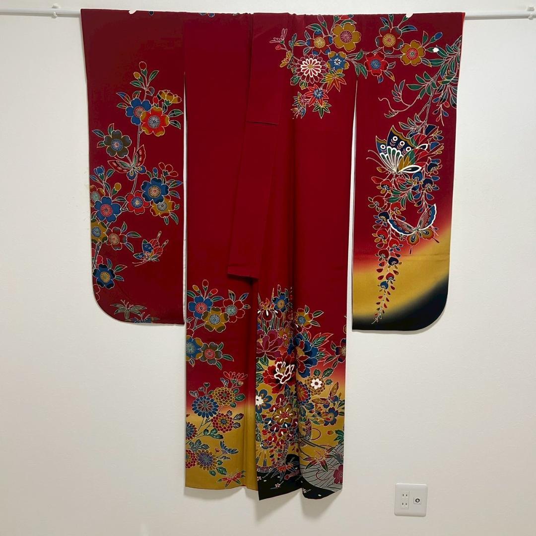 KP1782 振袖 身丈163cm 正絹 着物 成人式