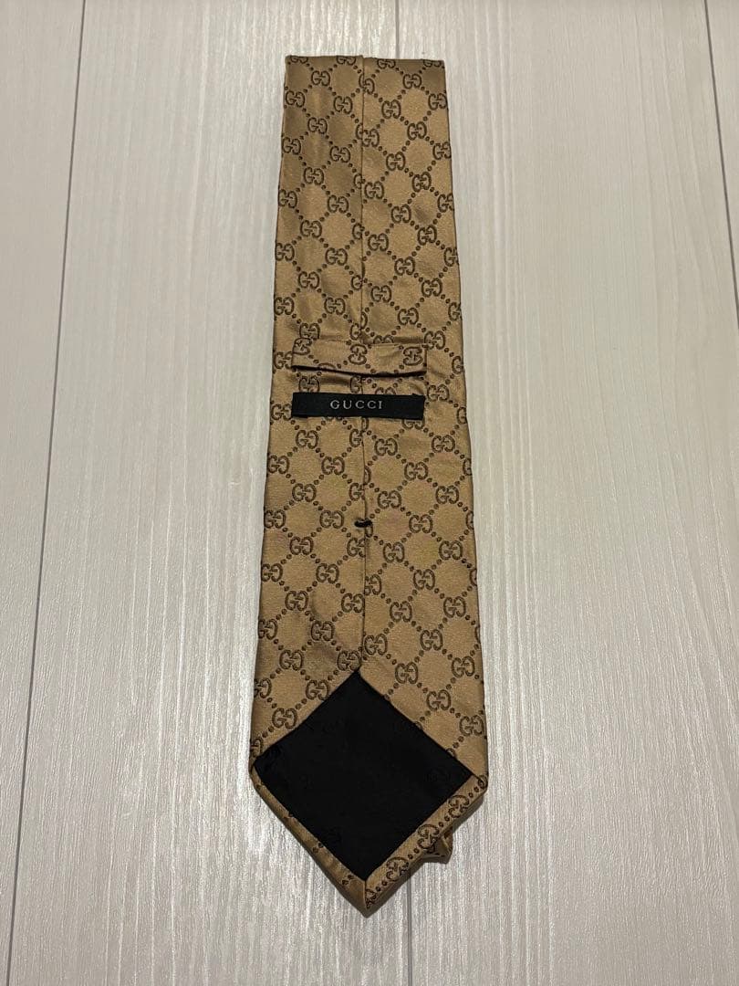GUCCI ゴールド　ネクタイ　GGパターン　モノグラム　グッチ