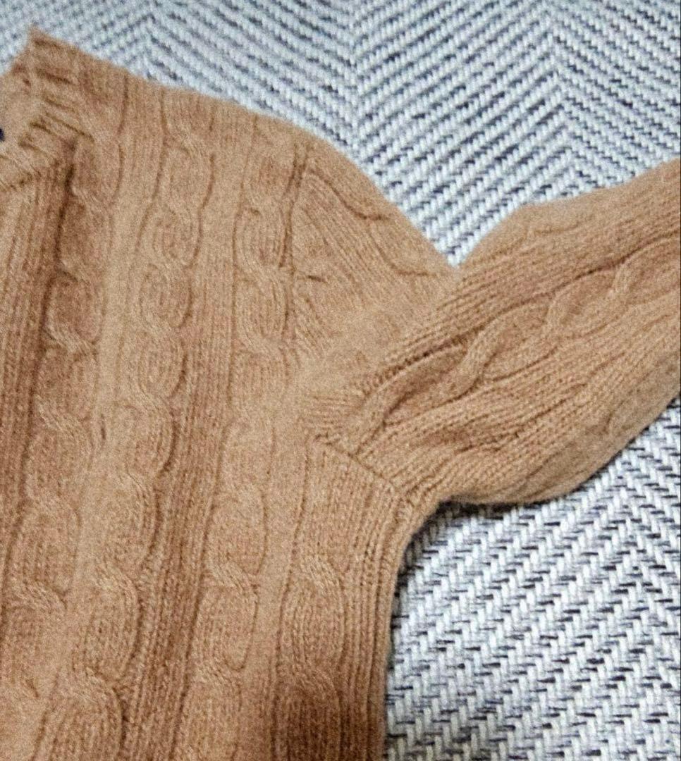 ラルフローレン　ケーブルニット　ポニーロゴ刺繍　カシミヤ混