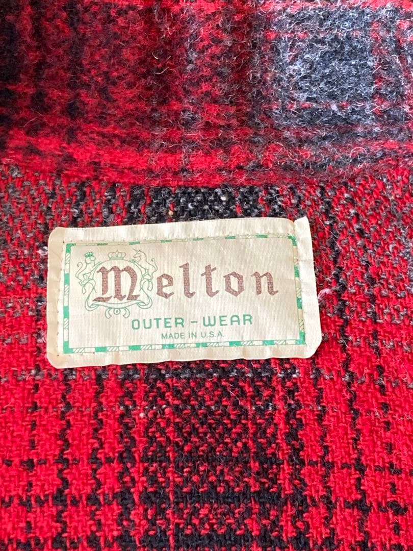 melton綾織りウールオンブレ（濃淡）チェックジッパージャケット 製造USA