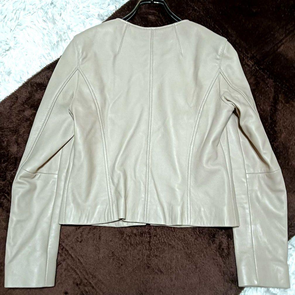 アルアバイル　ノーカラージャケット　美品　ラムレザーブルゾン　M　ライダース