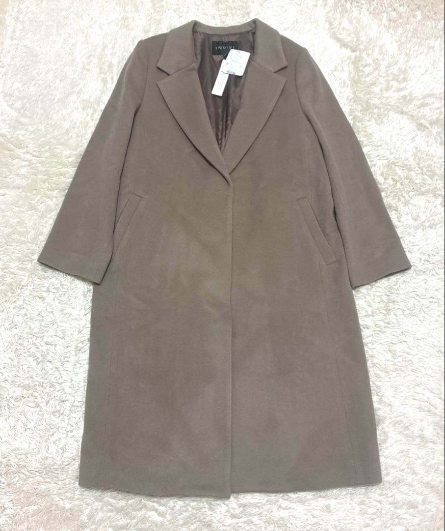 【新品タグ付き】INDIVI ウール100%チェスターコート ロング 15号