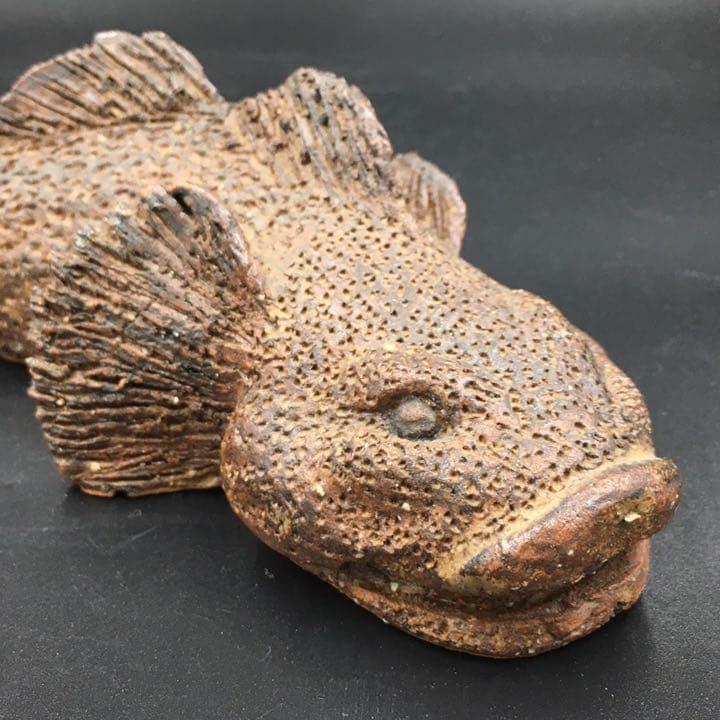 女流陶芸家　永見陶節　魚の陶芸品　ハゼ　カジカ　オコゼ 置物 工芸品　管mpr上