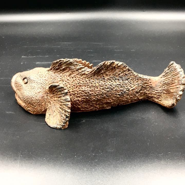 女流陶芸家　永見陶節　魚の陶芸品　ハゼ　カジカ　オコゼ 置物 工芸品　管mpr上