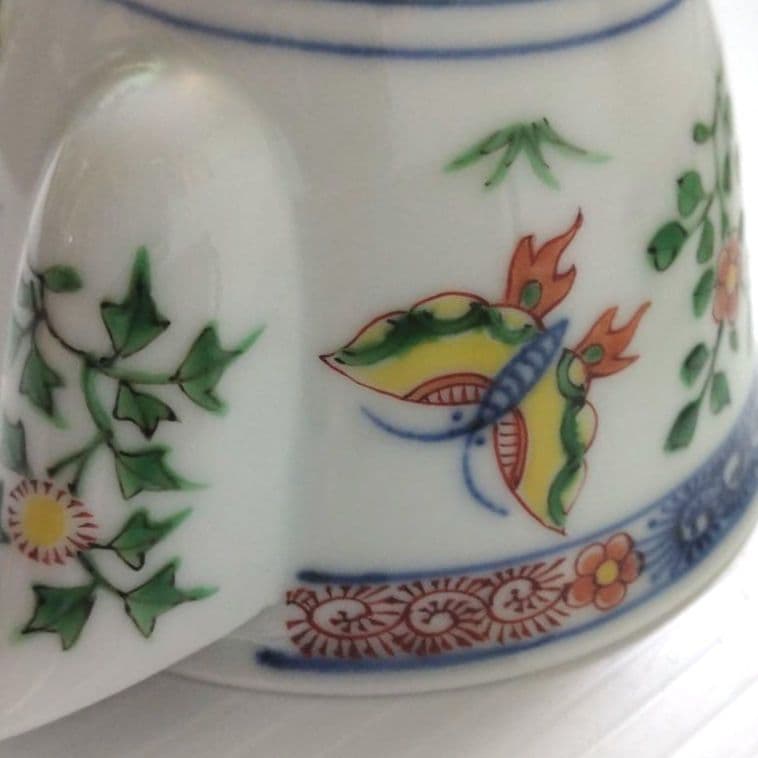 京焼 平安 四代 三浦竹泉 竹泉 色絵花蝶文 煎茶器 宝瓶 茶器 茶道具 極美品