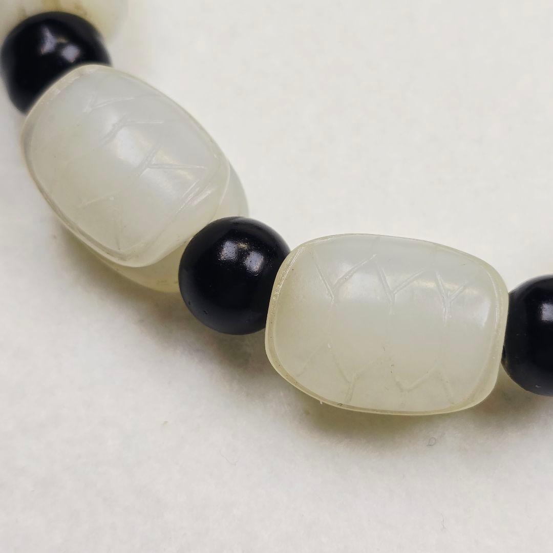 中国古美術 本物和田白玉 細工手彫 亀甲紋（富甲天下）数珠 根付 装身具 縁起物