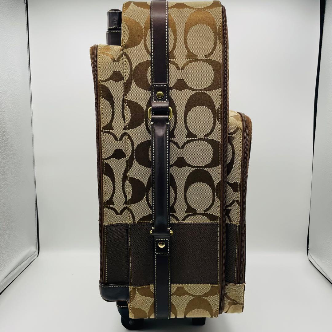 【美品】COACH コーチ　キャリーケース　ブラウン　シグネチャー　レザー