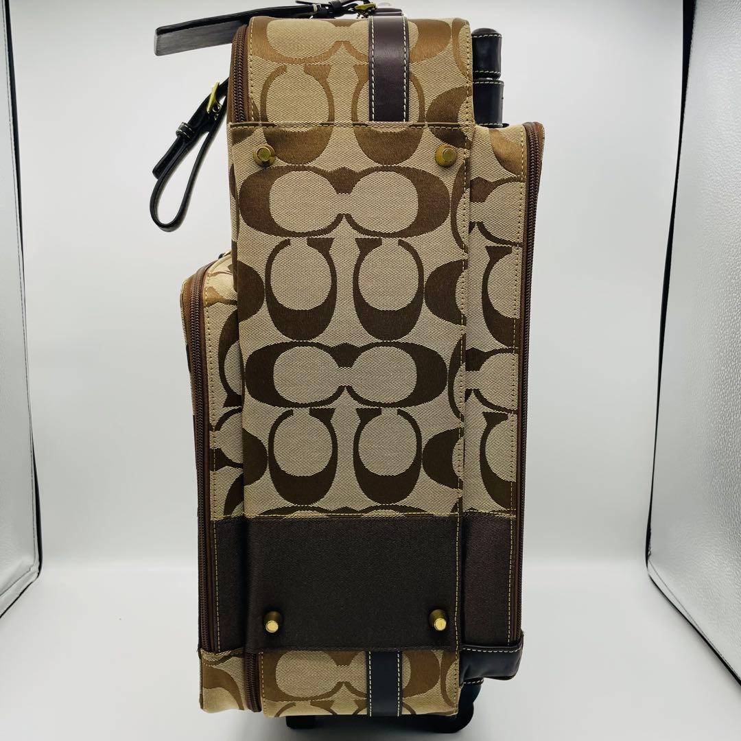 【美品】COACH コーチ　キャリーケース　ブラウン　シグネチャー　レザー