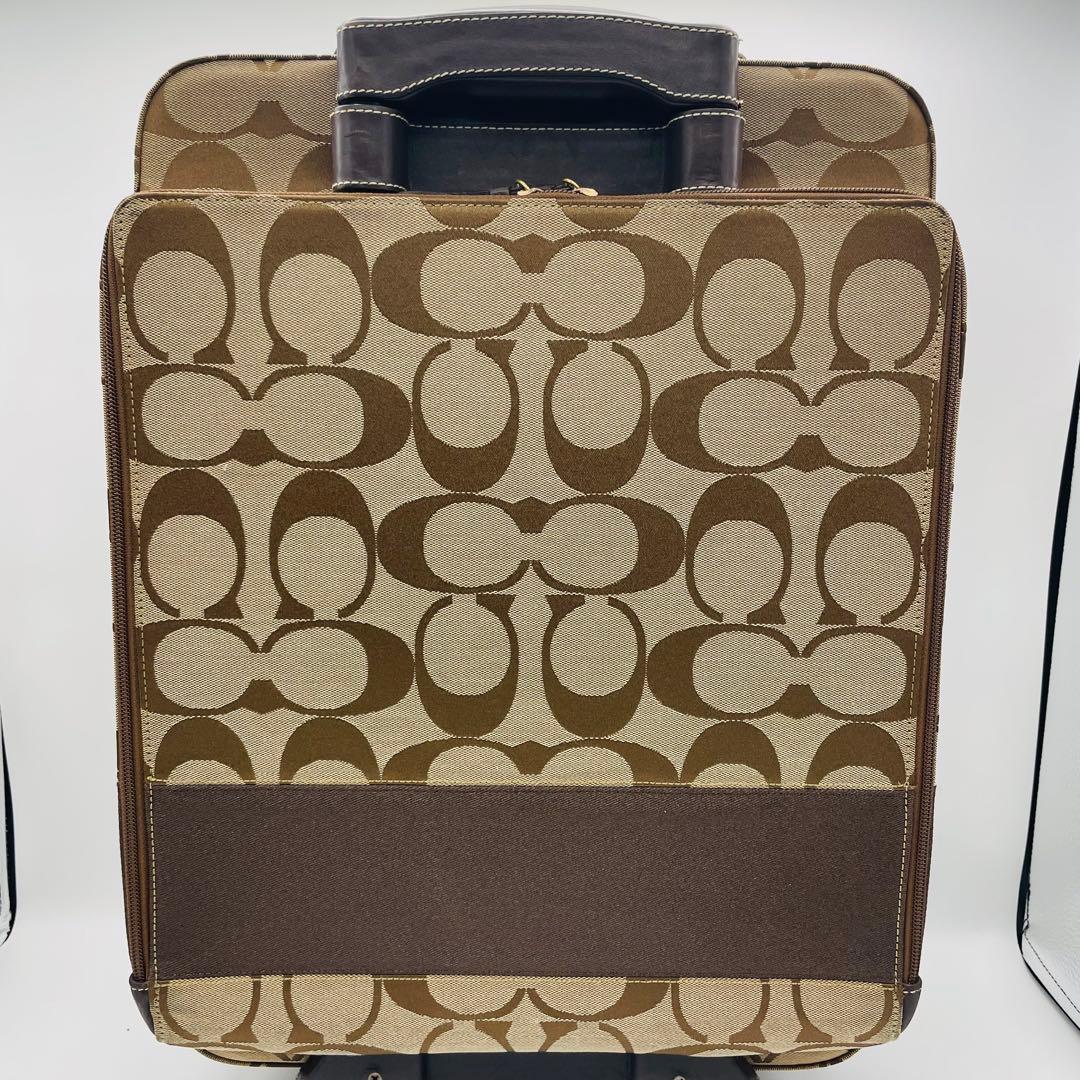 【美品】COACH コーチ　キャリーケース　ブラウン　シグネチャー　レザー