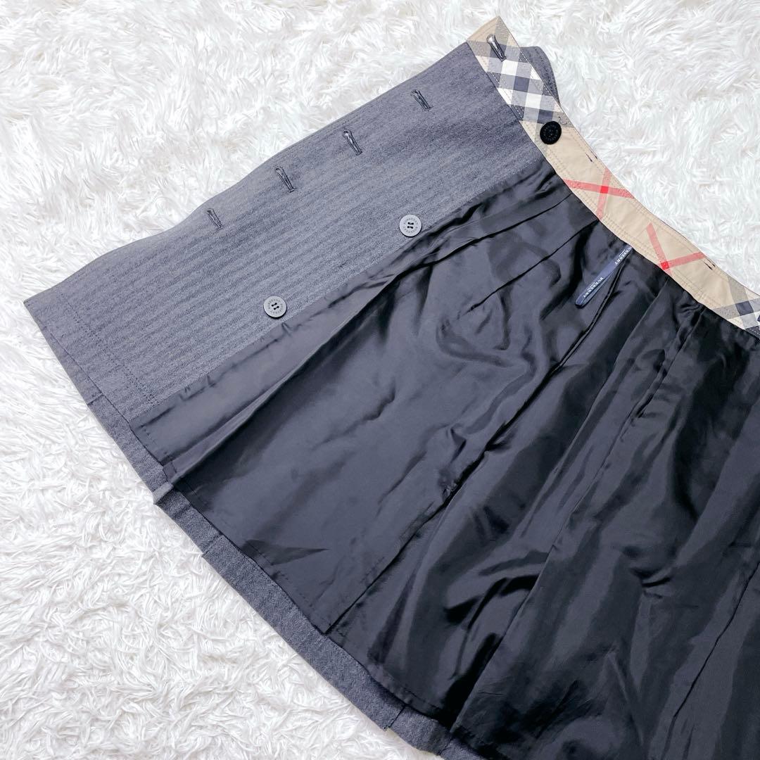 美品✨ バーバリーロンドン ウール トレンチスカート プリーツ 40 グレー