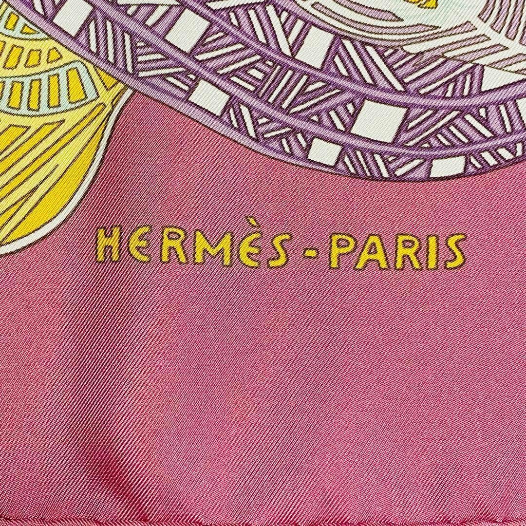 極美品 HERMES エルメス スカーフ カレ90 ステップのアート ピンク 箱