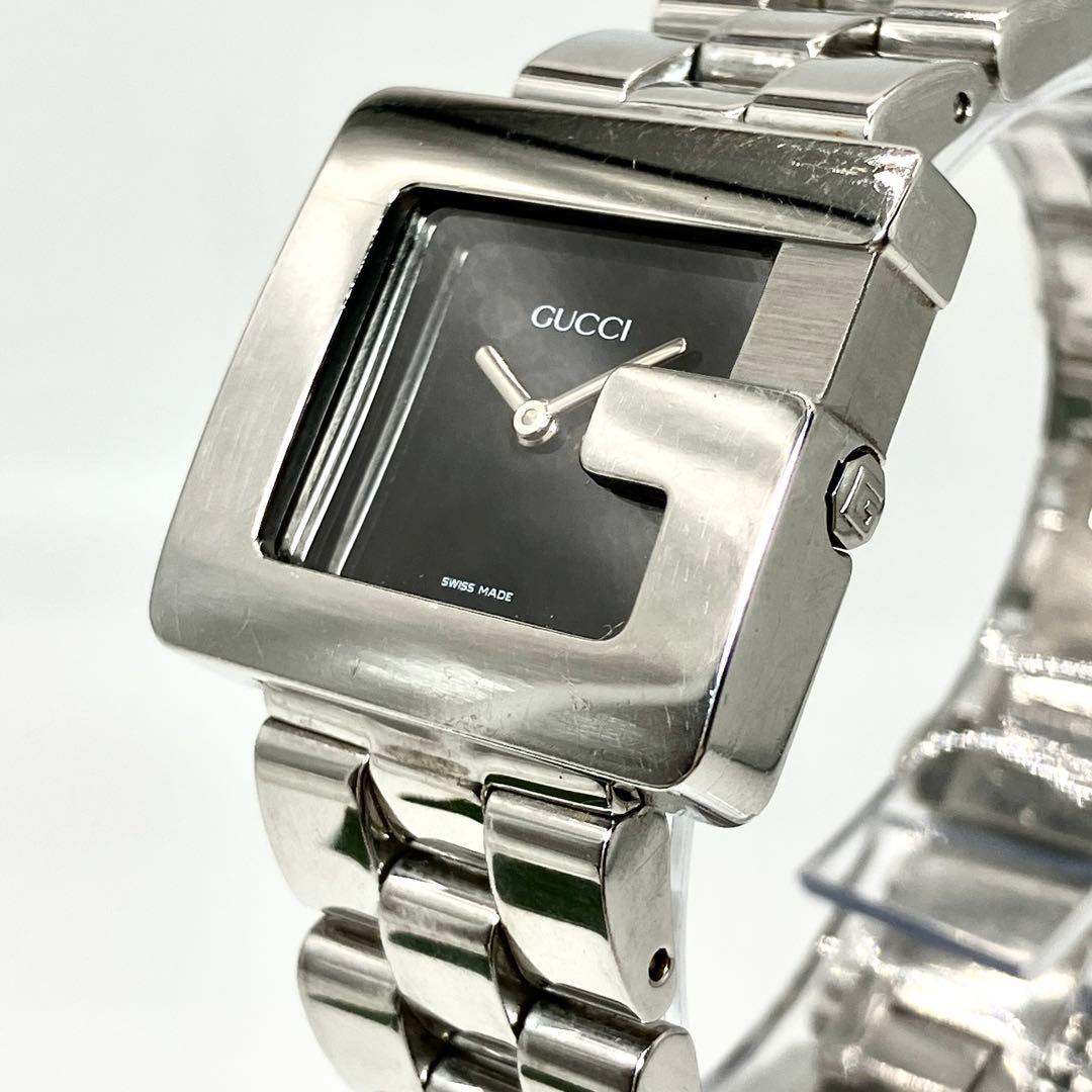 稼働 GUCCI グッチ 腕時計 3600J Gロゴ ベルト延長 シルバー 黒
