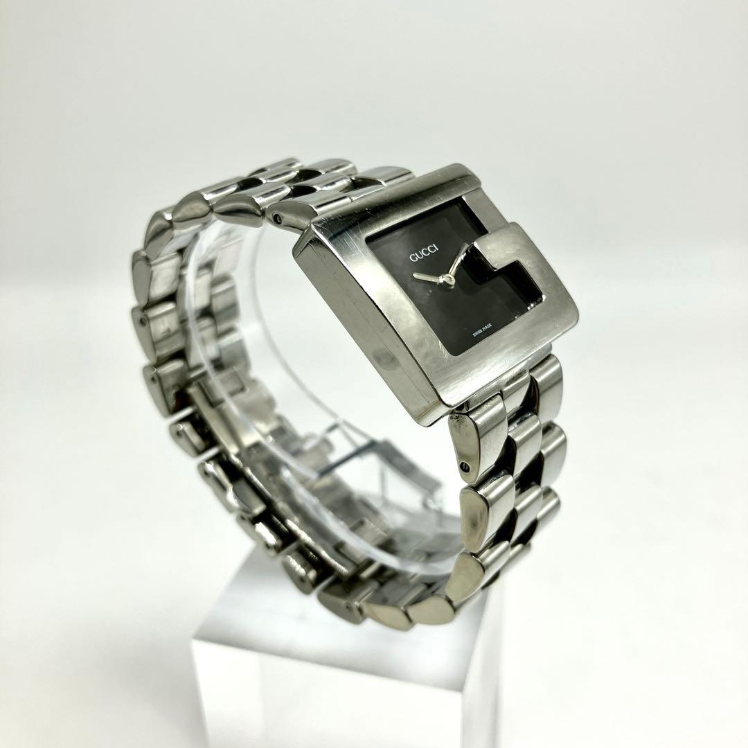 稼働 GUCCI グッチ 腕時計 3600J Gロゴ ベルト延長 シルバー 黒