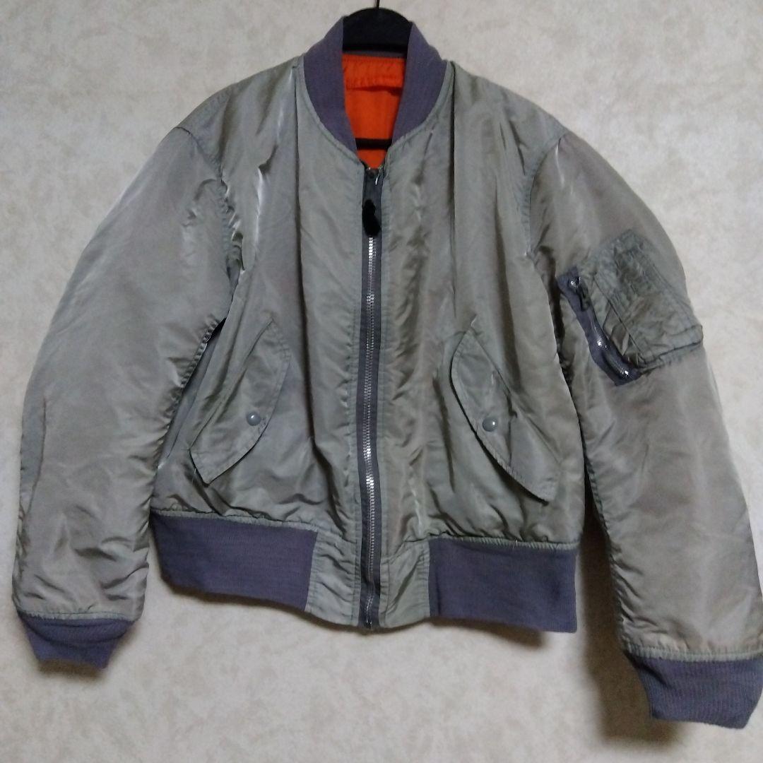 80s〜90s アルファ　MA-1 アメリカ製　シルバーグレー　サイズS