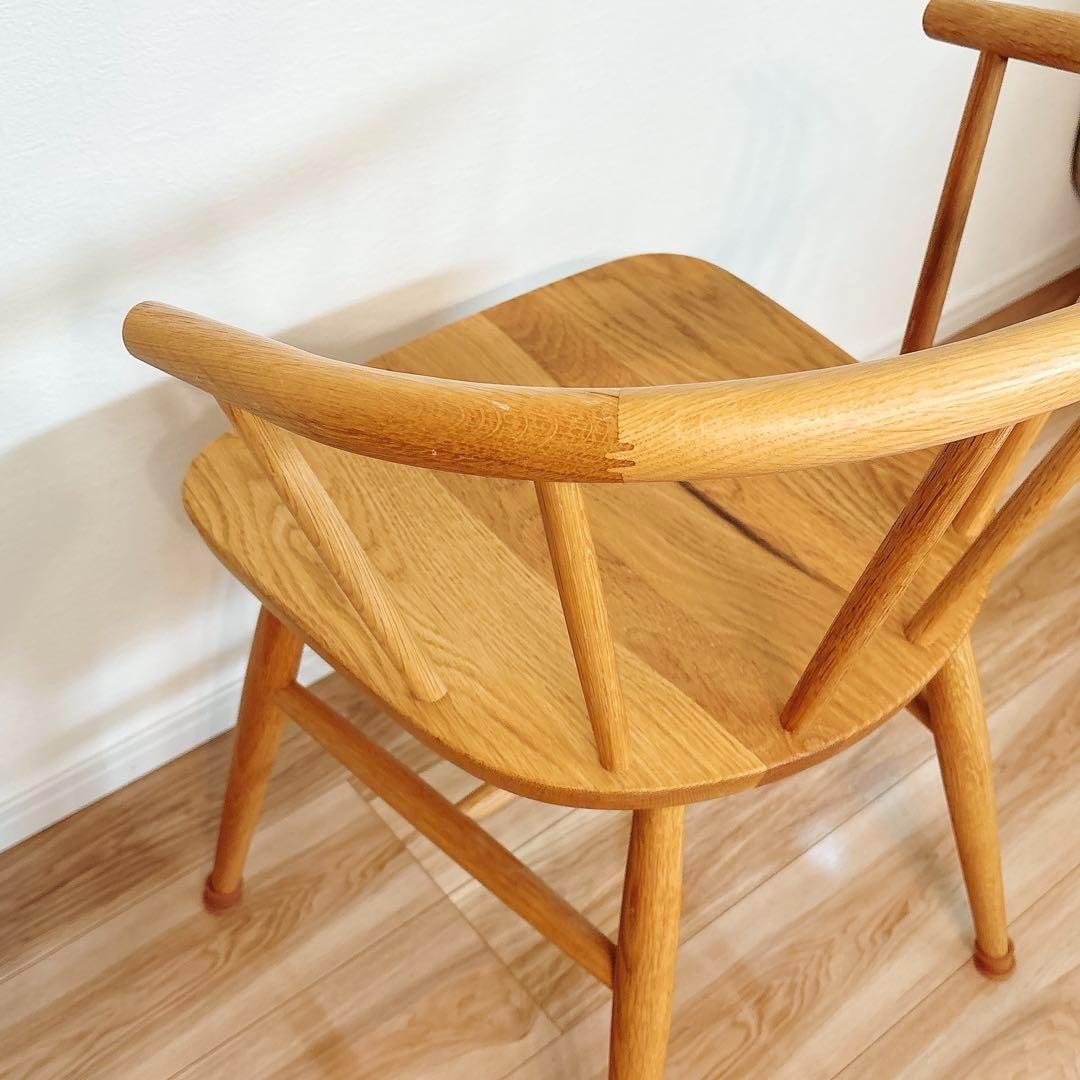 【J-】 無印良品 オーク材 アームチェア 丸脚 天然木 木製 椅子