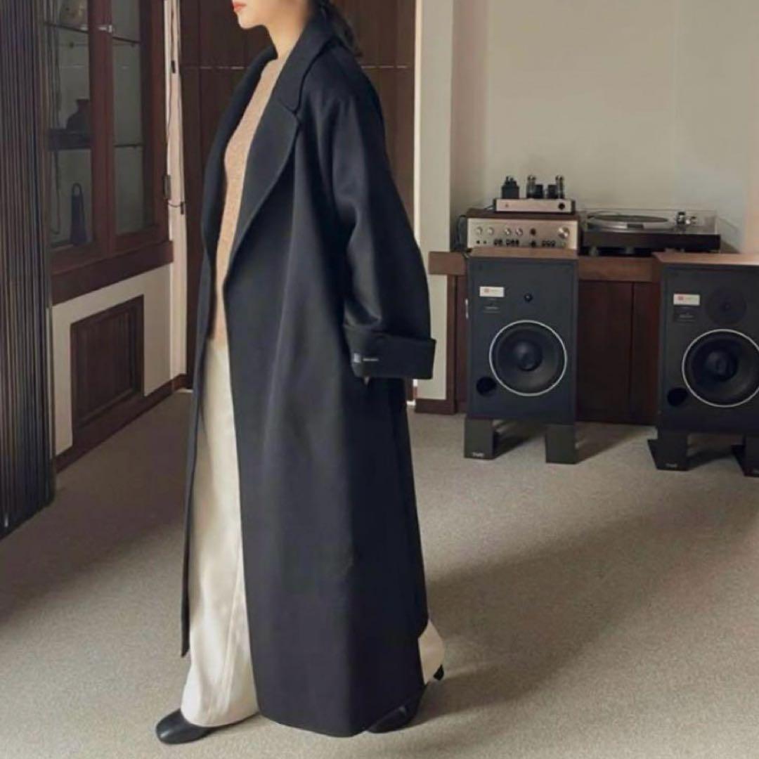 cizatto Wool Gown Coat 黒 フリー ベルト付 ロングコート