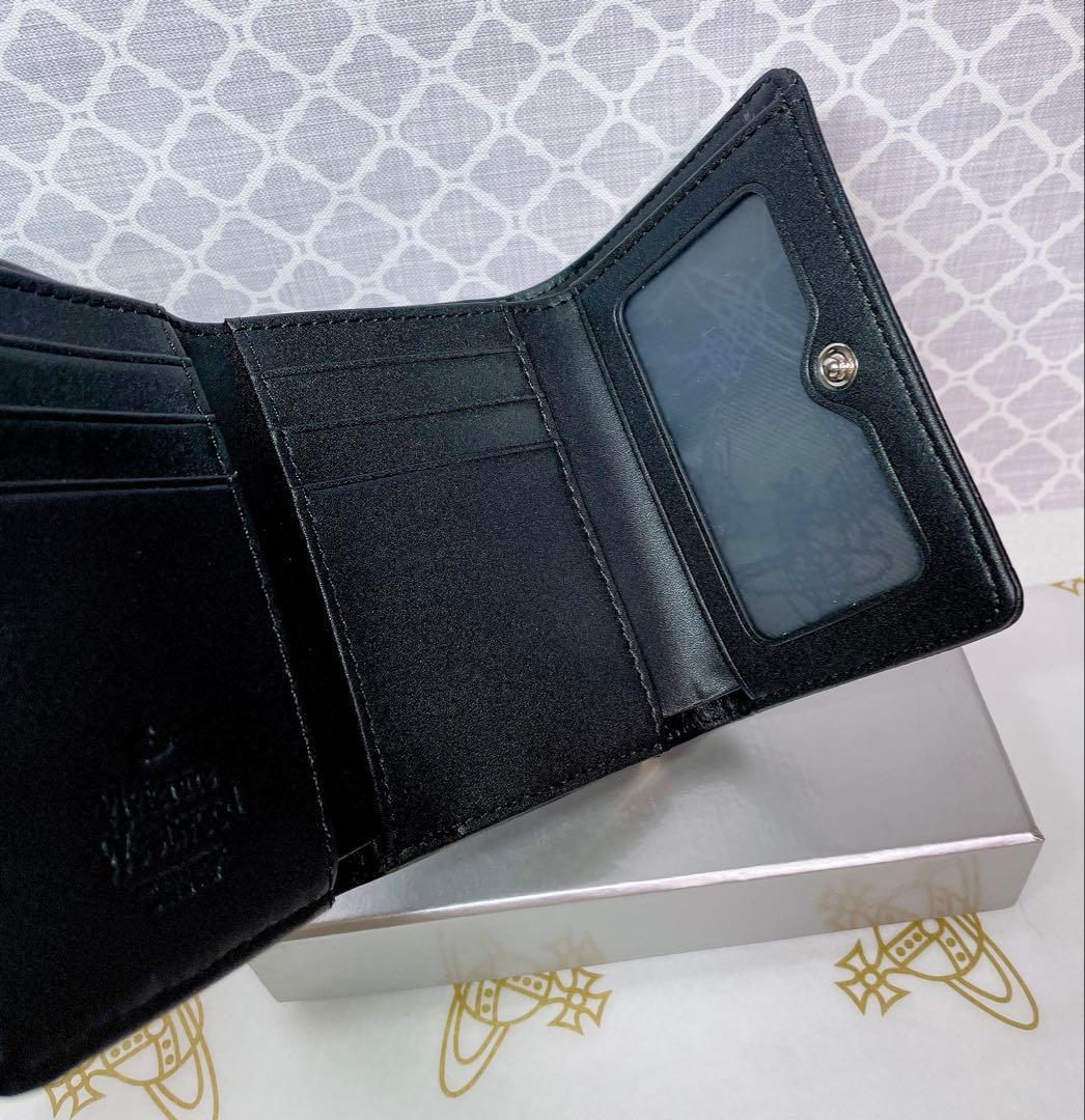 【新作✩内柄も素敵】Vivienne Westwood 三折財布 マット 黒