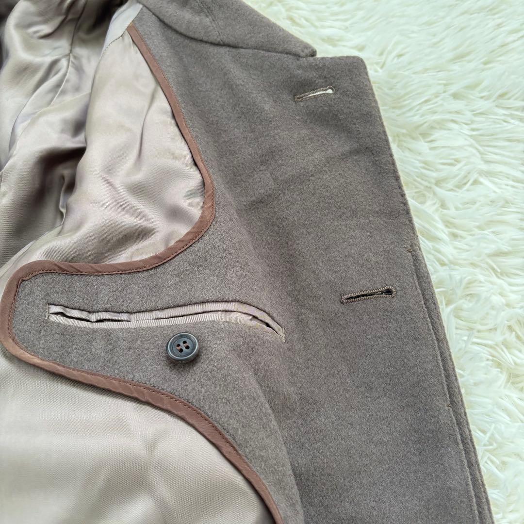 イヴサンローラン プールオム カシミヤ混ロングコート メンズL ライトブラウン