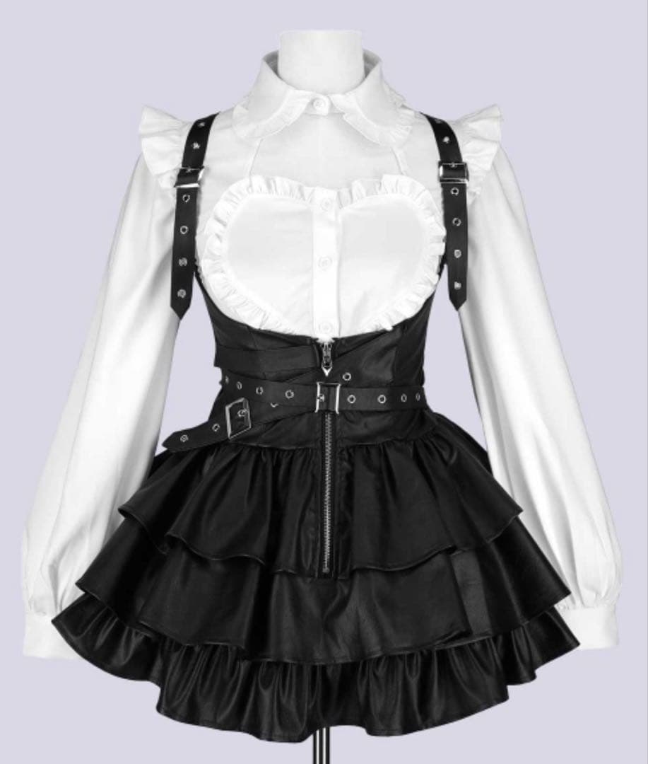 スカート IMVAL Frill Leather Dress BLK