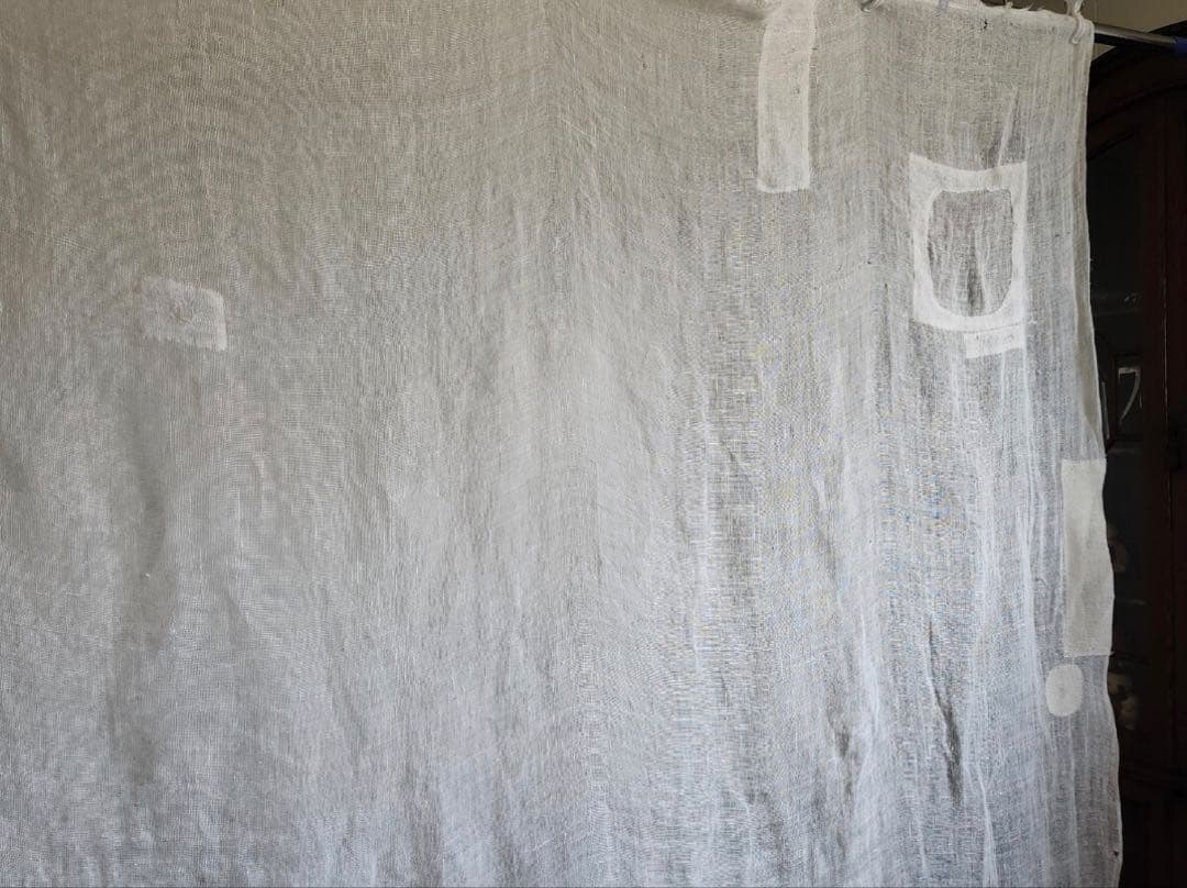 古布 木綿 白蚊帳 古裂 生成 リメイクタペストリー 間仕切り カーテン 洗濯済