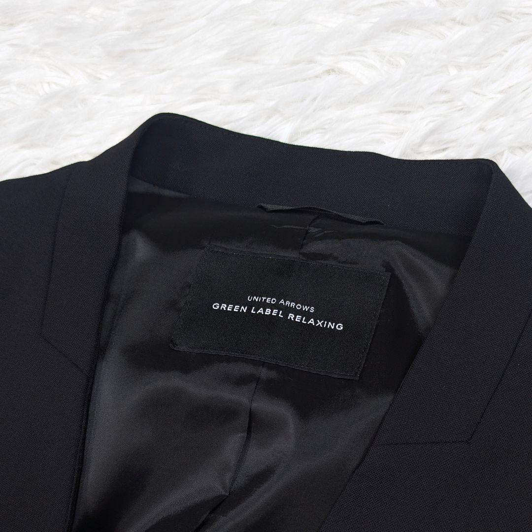 グリーンレーベルリラクシング パンツスーツ 黒 カチリラ ノーラペル 38&36
