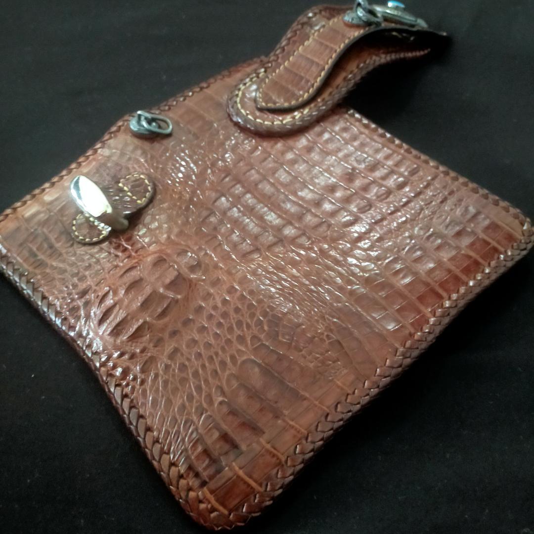 美品 GODANE ゴダン 長財布 クロコダイルレザー製 ターコイズコンチョ