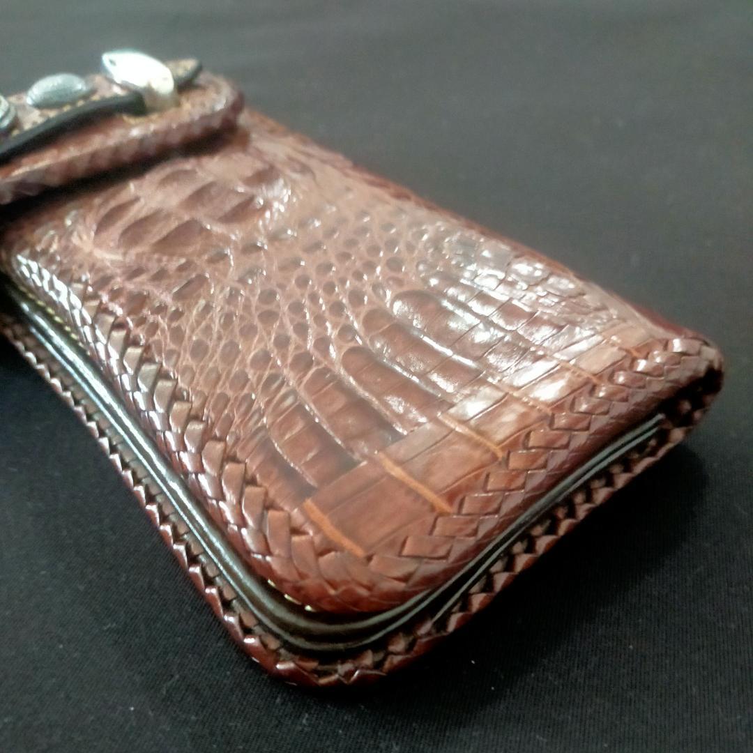 美品 GODANE ゴダン 長財布 クロコダイルレザー製 ターコイズコンチョ