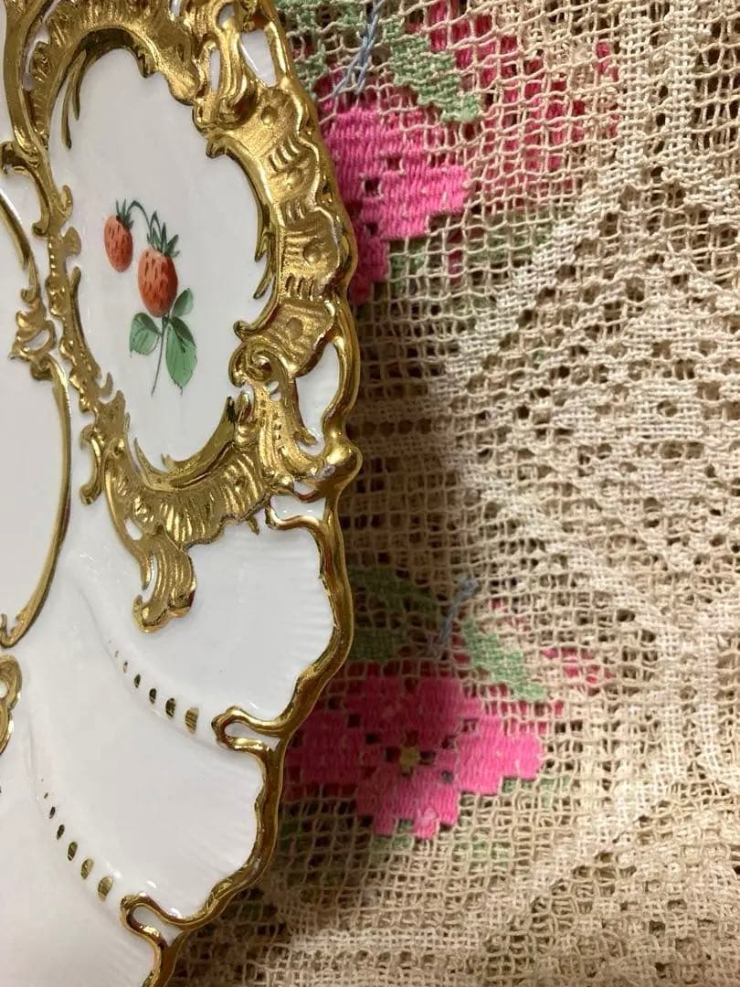 【1級品】 ヴィンテージ マイセンBフォーム 金彩フルーツ 飾り皿 プレート