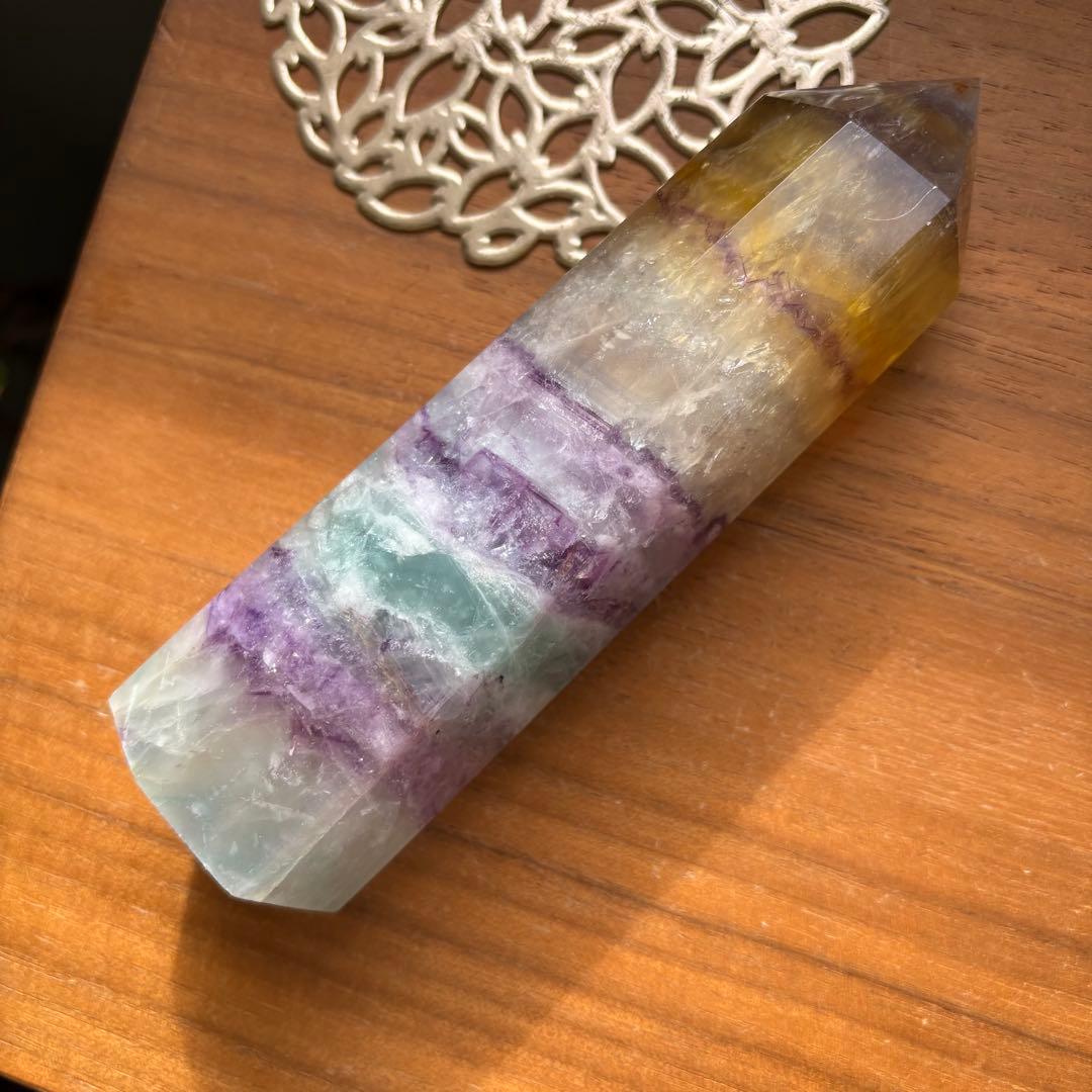 大型 天然石 レインボーフローライト タワー高さ約15センチ