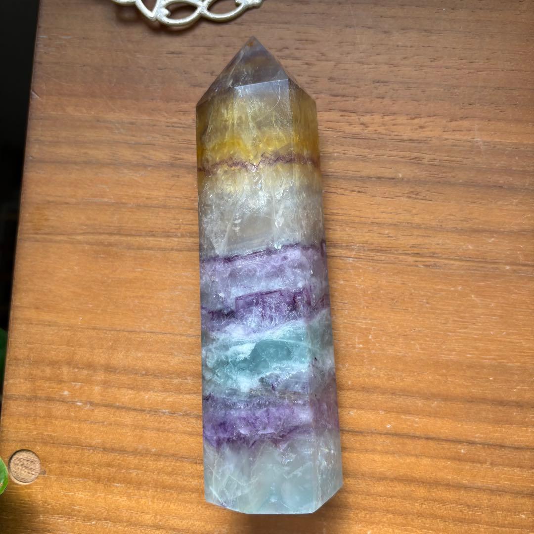大型 天然石 レインボーフローライト タワー高さ約15センチ