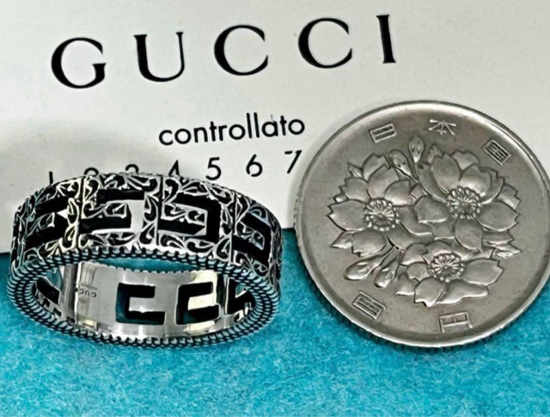 極美品‼️GUCCI 指輪　燻‼️スクエアGリング 14号