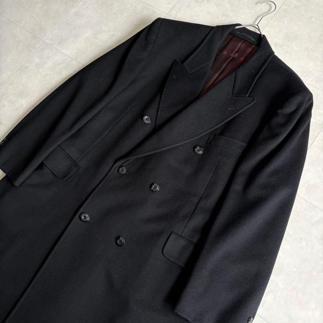 ANDRE GHEKIERE カシミヤ100 ダブルロングコート 黒 XL相当