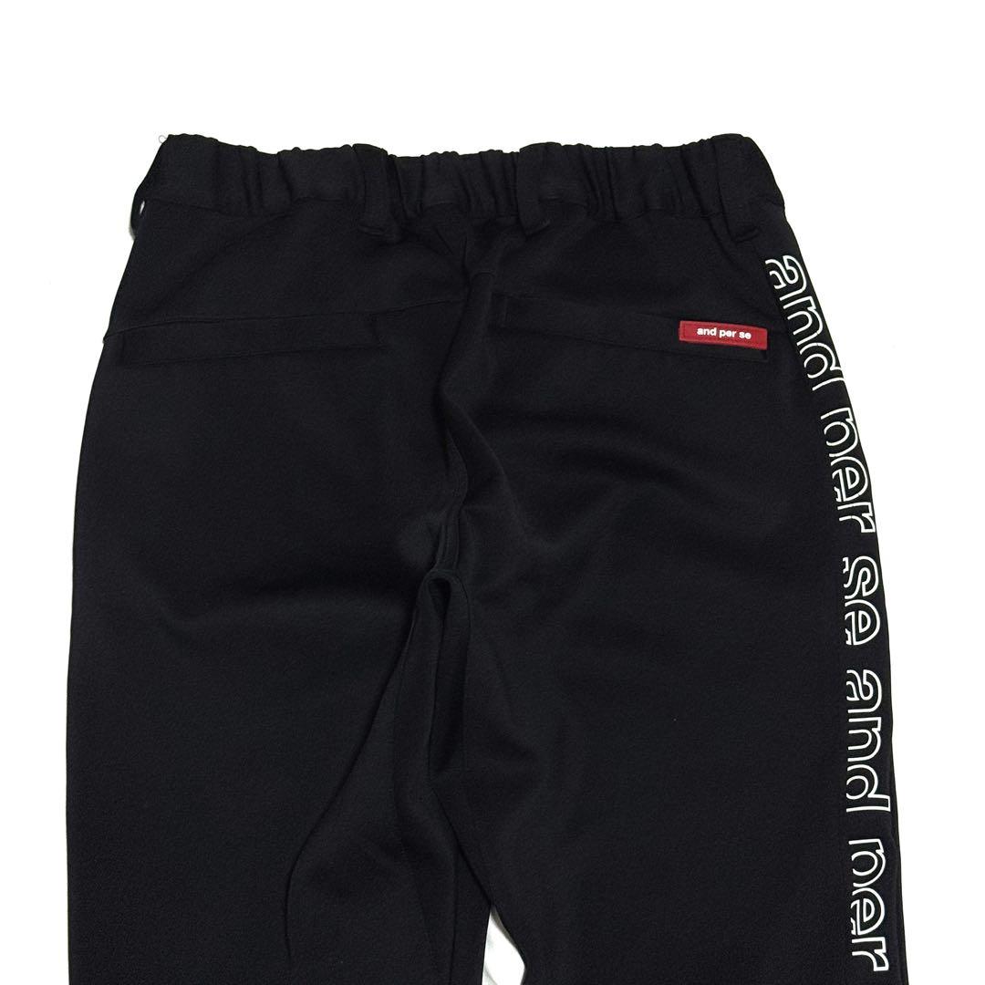 状態良好 アンパスィ ロゴ入りストレッチパンツ ブラック 伸縮性快適 サイズM