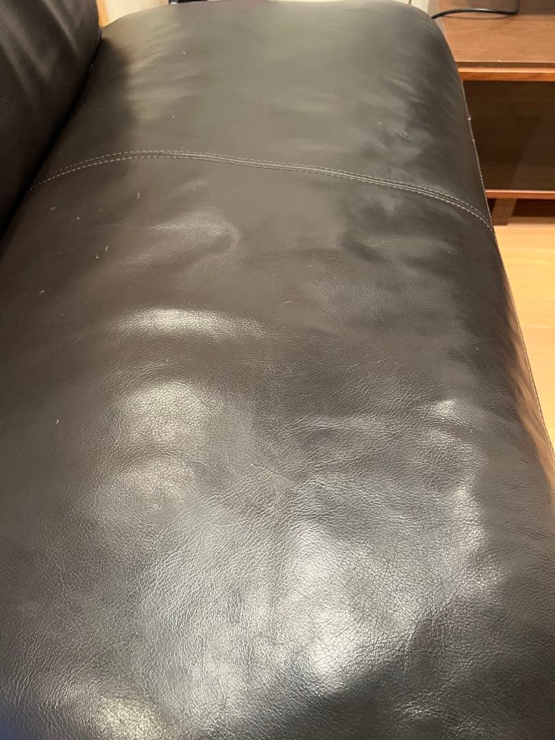 【2/3】moda en casa ダークブラウン レザー コーナーソファ L字