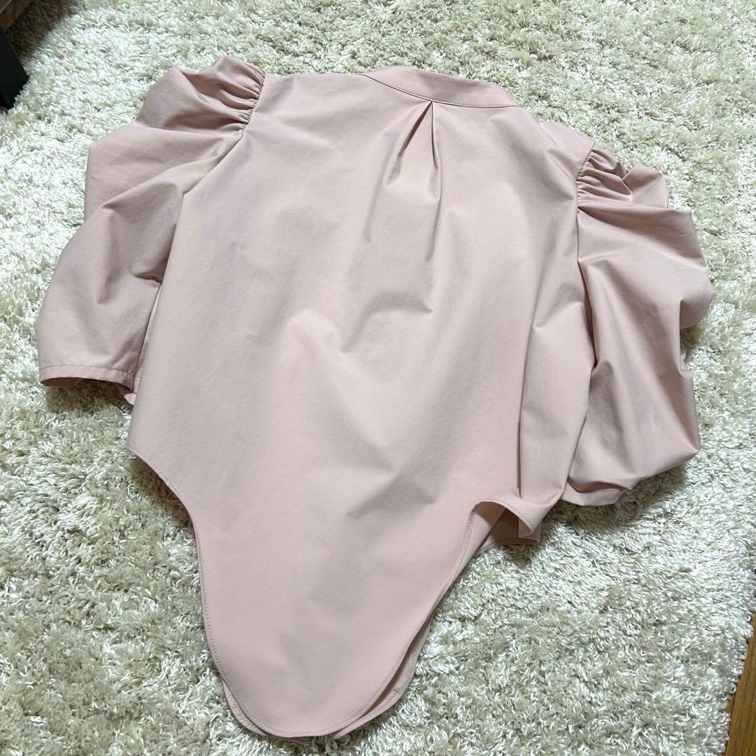 AMERI GATHER SLEEVE ROUND BLOUSE ピンクSサイズ