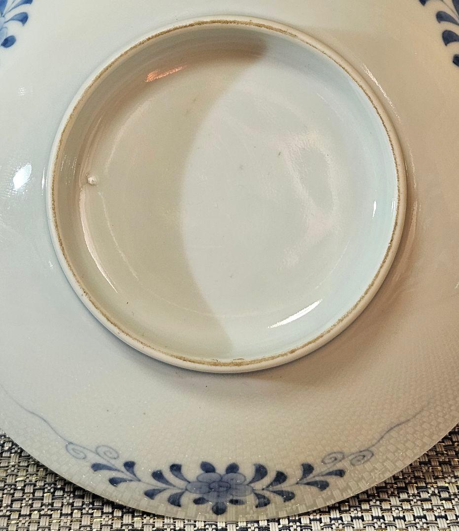 名品❗】江戸時代後期　後期鍋島　藍鍋島　染付　若松図　16.1cm 櫛高台皿