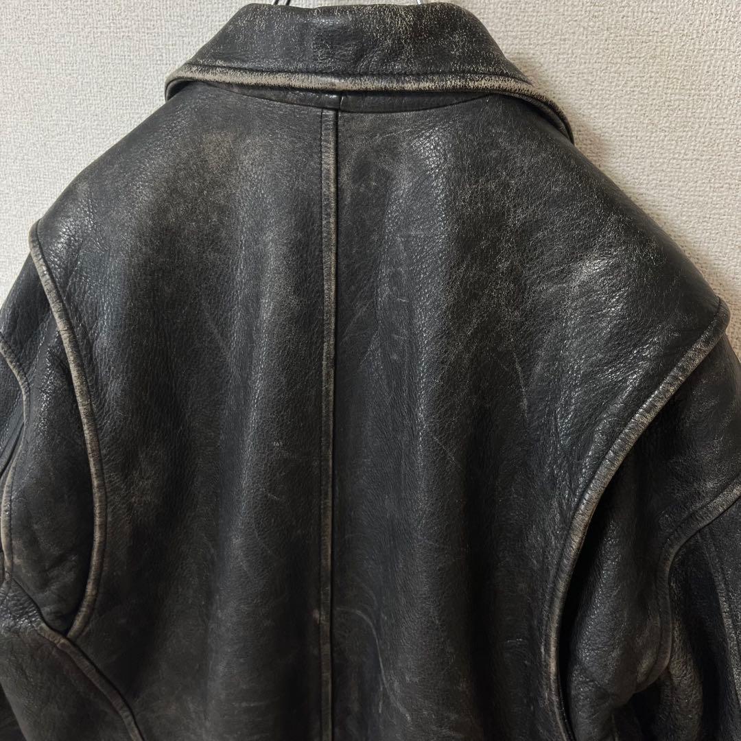 レザージャケット 黒 90s ビンテージ USA 古着 フェード 革ジャン