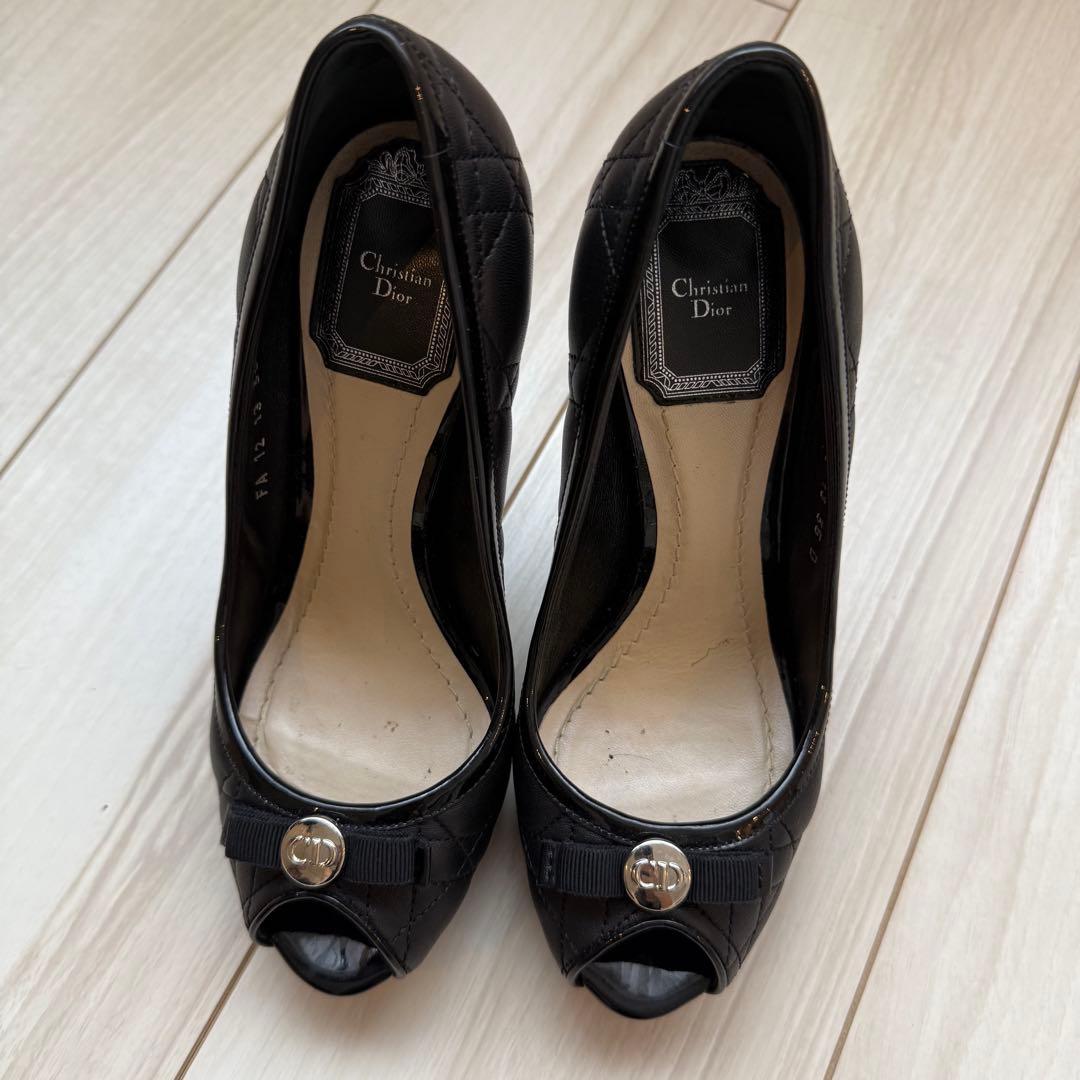 Christian Dior ブラック オープントゥパンプス