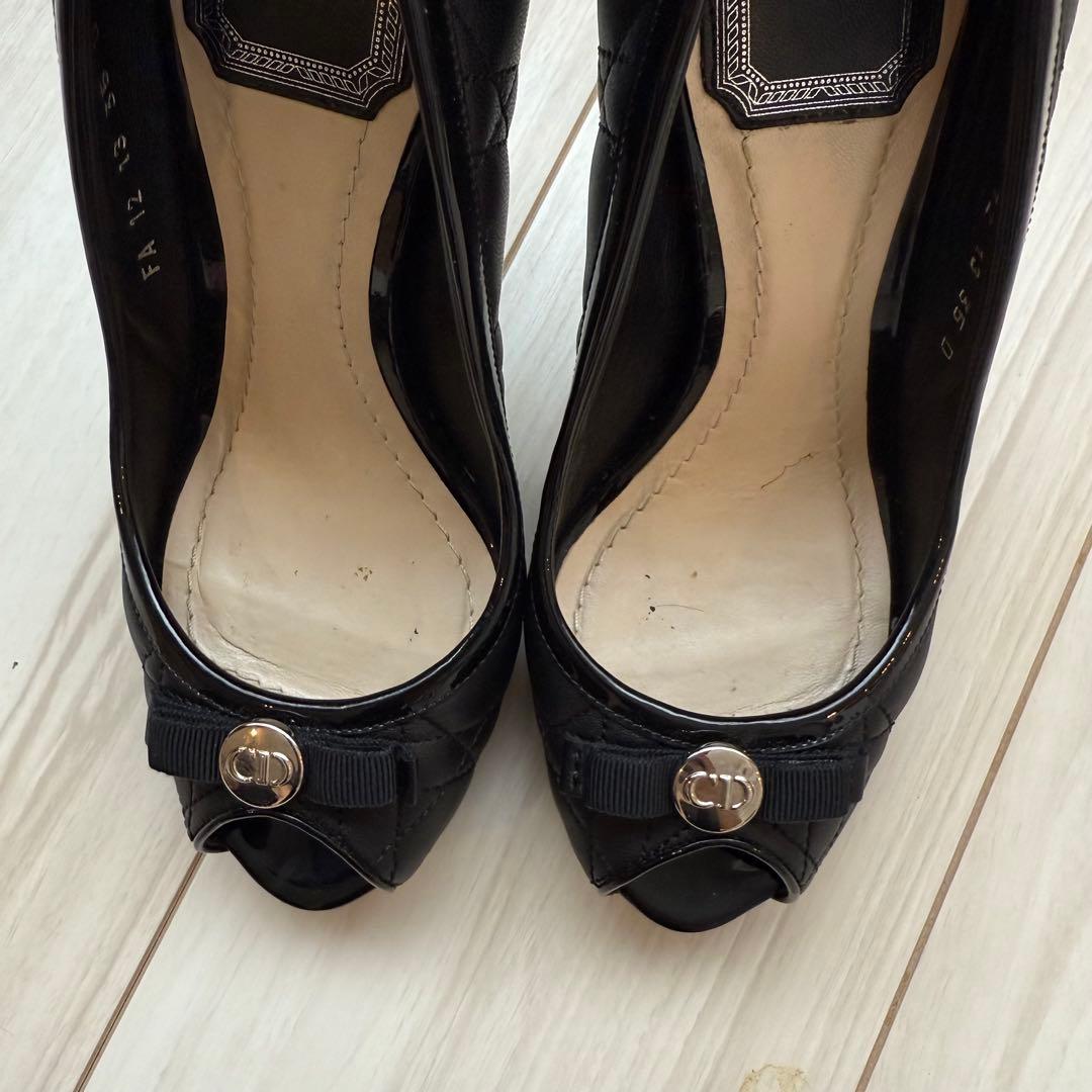 Christian Dior ブラック オープントゥパンプス