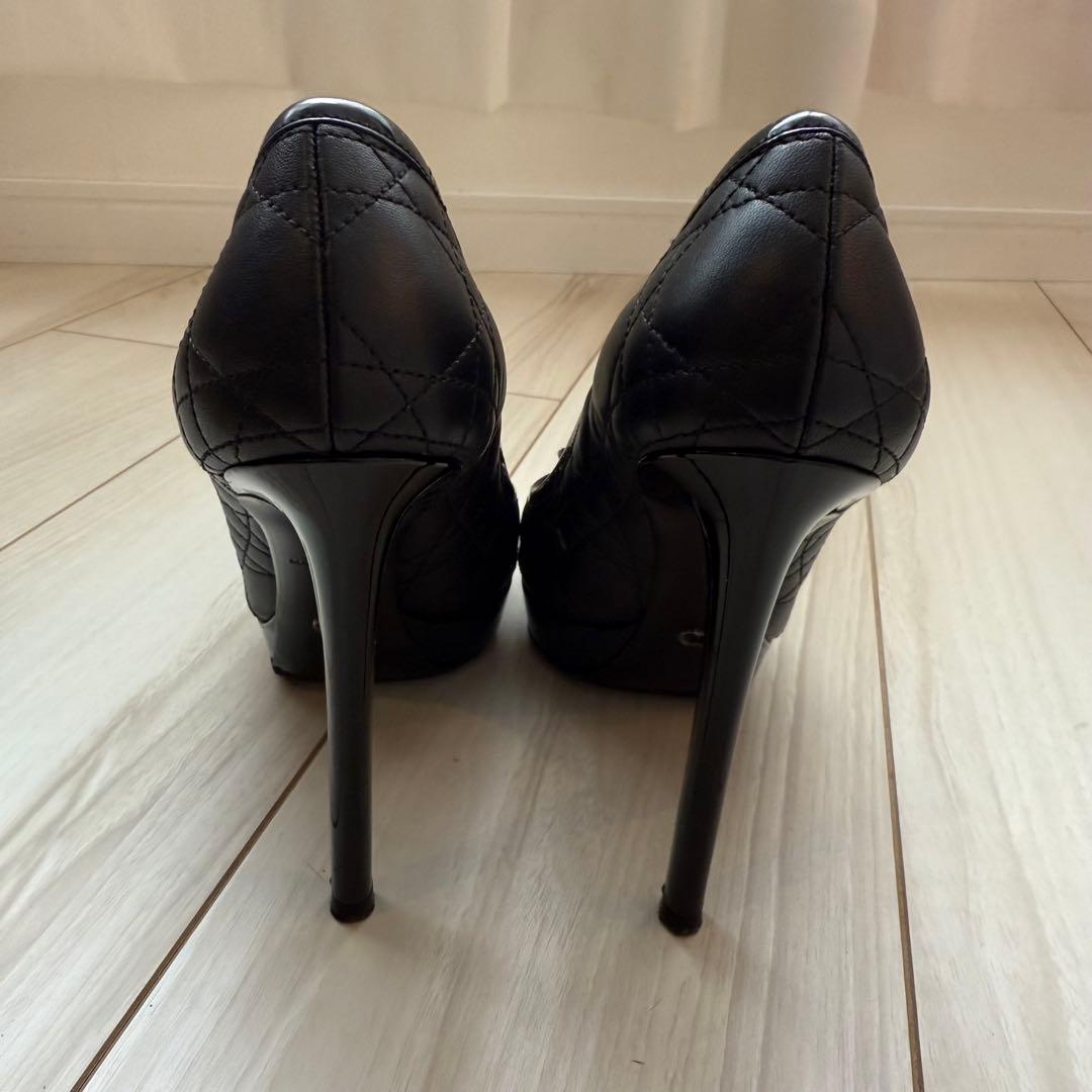 Christian Dior ブラック オープントゥパンプス