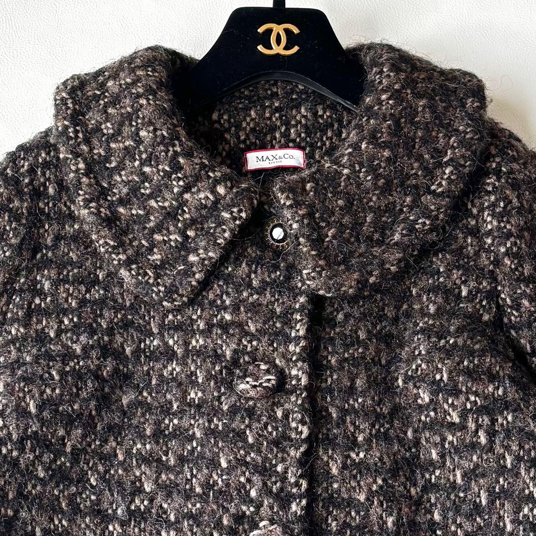 MaxMara アルパカ　モヘア　ロングコート　ビジュー　Aライン　40