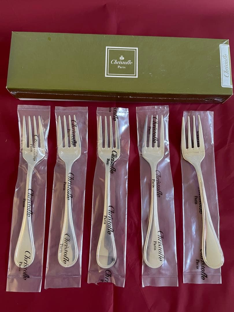 Christofle Perlesシルバーデザートフォーク5本セット