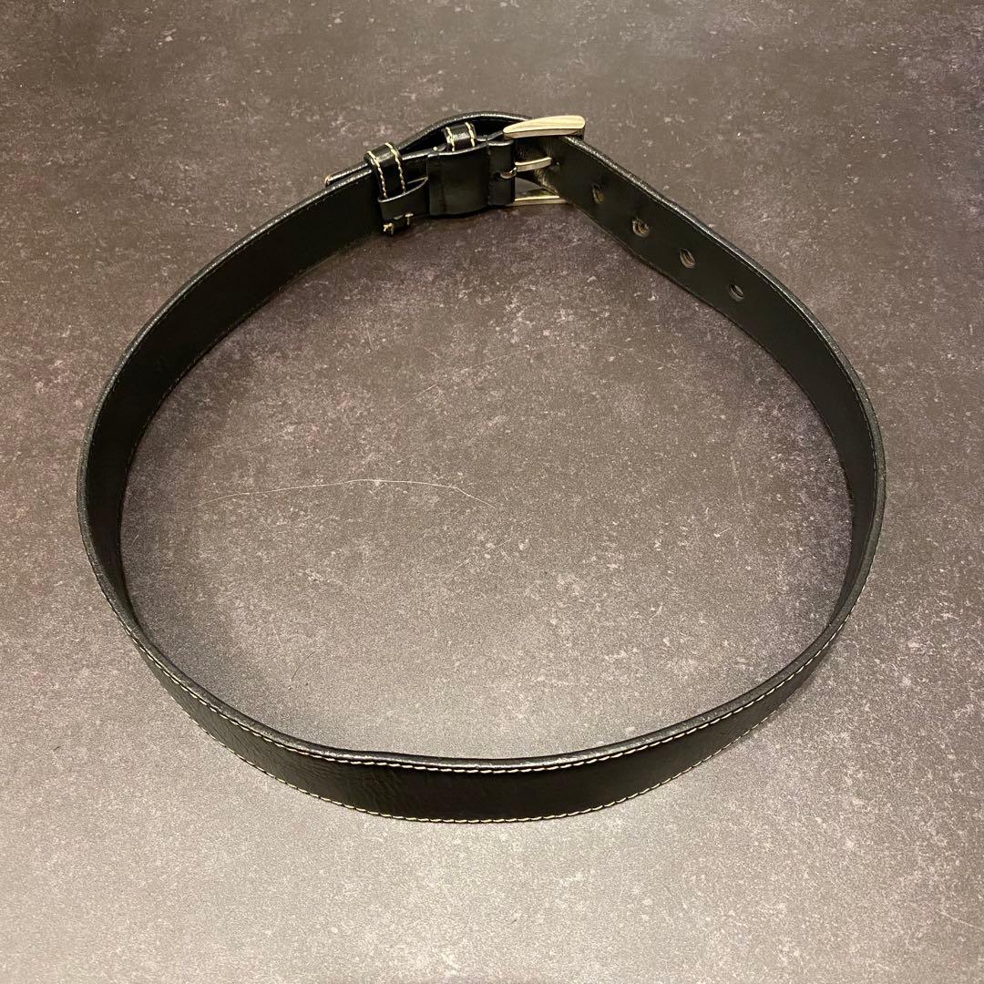 プラダ　PRADA　レザーベルト　シルバーバックル　黒　ブラック