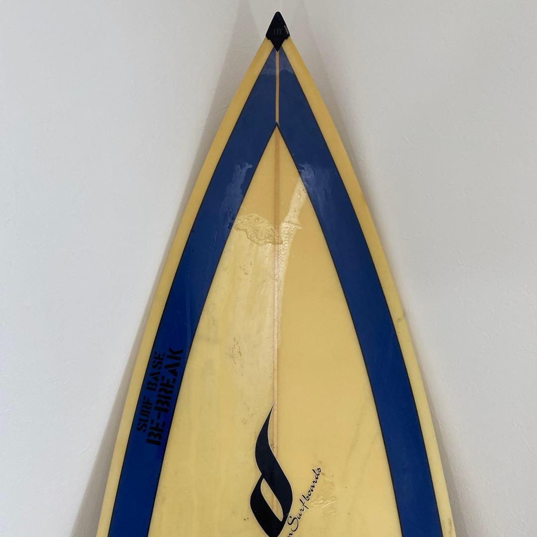 良品　サーフボード　ショートボード　クリーム　ブルー　ブラック　ケース付き