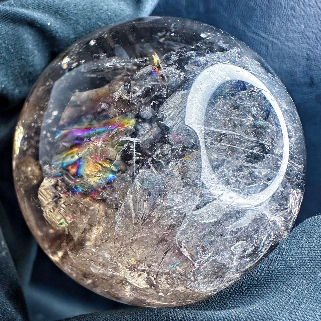 【開運·魔除 】別格高級品❗️レインボー☆スモーキークォーツスフィア丸玉A1388