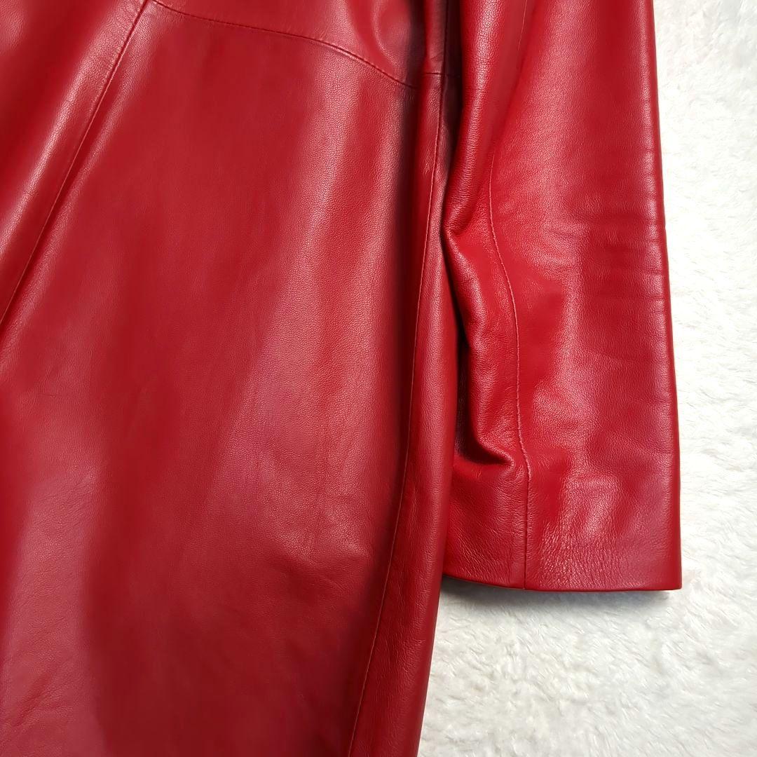 美品✨ラムレザーレザーコート　イタリア製ラムレザー　レッド　Sサイズ