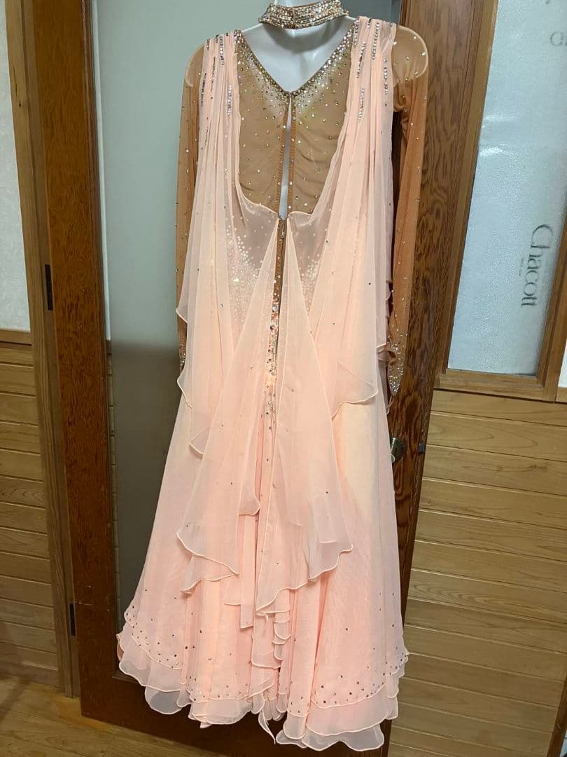 社交ダンスドレス　Mサイズ　ピーチオレンジカラー